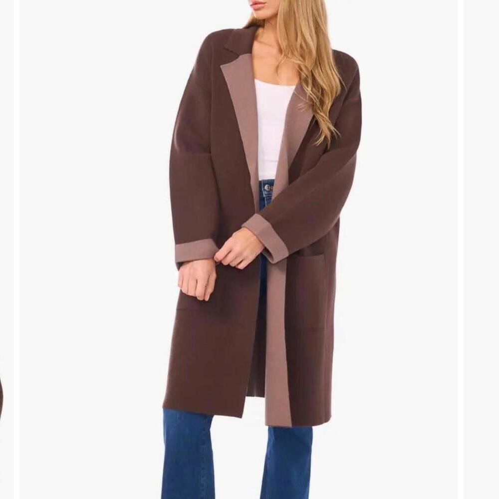 Halogen Open Front Coat in Deep Coffee